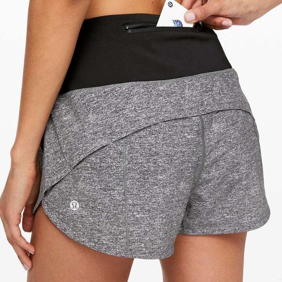 Lululemon Speed Up 4” Inseam Athletic Gray Black Shorts Size 8 - Picture 1 of 6